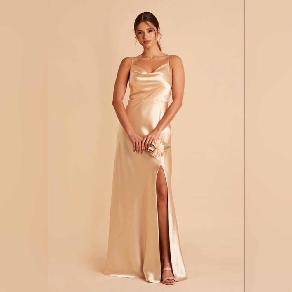 Lisa Long Dress Shiny Satin Gold